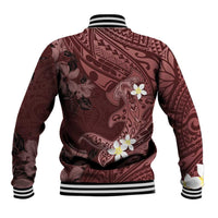Polynesia Hammerhead Shark Baseball Jacket Tropical Flowers Tribal Pattern Oxblood LT05 - Polynesian Pride