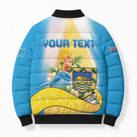 Personalised Tuvalu Independence Day Bomber Puffer Jacket Tuvalu Mo Te Atua - Polynesian Pride