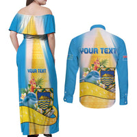 Personalised Tuvalu Independence Day Couples Matching Off Shoulder Maxi Dress and Long Sleeve Button Shirt Tuvalu Mo Te Atua - Polynesian Pride