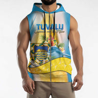 Personalised Tuvalu Independence Day Sleeveless Zip Hoodie Tuvalu Mo Te Atua - Polynesian Pride