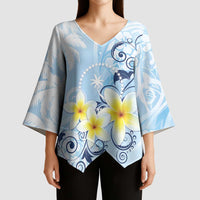 FSM Chuuk Constitution Day Kimono Sleeve Blouse Polynesian Curves Plumeria - Polynesian Pride