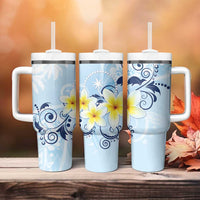 FSM Chuuk Constitution Day Tumbler With Handle Polynesian Curves Plumeria - Polynesian Pride