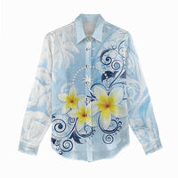 FSM Chuuk Constitution Day Women Casual Shirt Polynesian Curves Plumeria - Polynesian Pride