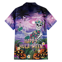 Happy Hulaween Family Matching Long Sleeve Bodycon Dress and Hawaiian Shirt Mahaloween Skeleton Dancing LT05 - Polynesian Pride