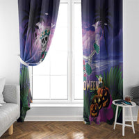 Happy Hulaween Window Curtain Mahaloween Skeleton Dancing