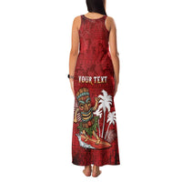 Personalised Aloha Halloween Family Matching Tank Maxi Dress and Hawaiian Shirt Skeleton Surfing