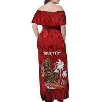 Personalised Aloha Halloween Off Shoulder Maxi Dress Skeleton Surfing