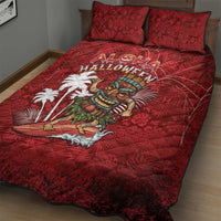 Aloha Halloween Quilt Bed Set Skeleton Surfing