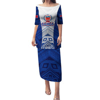 Custom Samoa Rugby Puletasi 2023 Pacific Championships Polynesian Pattern LT05 Long Dress Blue - Polynesian Pride