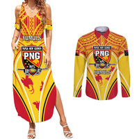 Custom Papua New Guinea Rugby Couples Matching Summer Maxi Dress and Long Sleeve Button Shirt 2023 Pacific Championships The Kumuls LT05 Yellow - Polynesian Pride