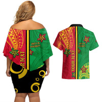 Personalised Vanuatu Happy Unity Day Couples Matching Off Shoulder Short Dress and Hawaiian Shirt Polynesian Plumeria LT05 - Polynesian Pride