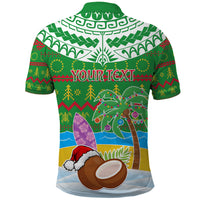 Personalised Cook Islands Christmas Polo Shirt Coconut Santa Beach Style LT05 - Polynesian Pride