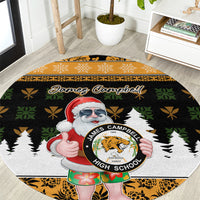 Custom Hawaii James Campbell High School Christmas Round Carpet Tropical Santa Claus LT05 Black - Polynesian Pride