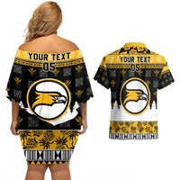 Custom Hawaii Nanakuli High and Intermediate School Christmas Couples Matching Off Shoulder Short Dress and Hawaiian Shirt Tropical Santa Claus LT05 - Polynesian Pride