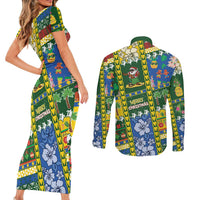 Solomon Islands Christmas Couples Matching Short Sleeve Bodycon Dress and Long Sleeve Button Shirt Festive Beach Vibes - Polynesian Pride