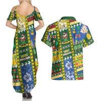 Solomon Islands Christmas Couples Matching Summer Maxi Dress and Hawaiian Shirt Festive Beach Vibes - Polynesian Pride