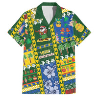 Solomon Islands Christmas Family Matching Long Sleeve Bodycon Dress and Hawaiian Shirt Festive Beach Vibes LT05 Dad's Shirt - Short Sleeve Green - Polynesian Pride