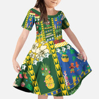 Solomon Islands Christmas Family Matching Mermaid Dress and Hawaiian Shirt Festive Beach Vibes LT05 Daughter's Dress Green - Polynesian Pride