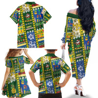 Solomon Islands Christmas Family Matching Off The Shoulder Long Sleeve Dress and Hawaiian Shirt Festive Beach Vibes LT05 - Polynesian Pride