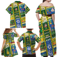Solomon Islands Christmas Family Matching Off Shoulder Maxi Dress and Hawaiian Shirt Festive Beach Vibes - Polynesian Pride