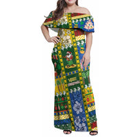Solomon Islands Christmas Family Matching Off Shoulder Maxi Dress and Hawaiian Shirt Festive Beach Vibes - Polynesian Pride
