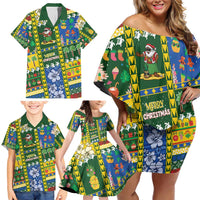 Solomon Islands Christmas Family Matching Off Shoulder Short Dress and Hawaiian Shirt Festive Beach Vibes - Polynesian Pride