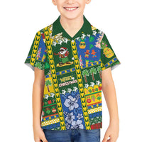 Solomon Islands Christmas Family Matching Tank Maxi Dress and Hawaiian Shirt Festive Beach Vibes LT05 Son's Shirt Green - Polynesian Pride