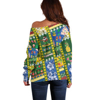 Solomon Islands Christmas Off Shoulder Sweater Festive Beach Vibes - Polynesian Pride