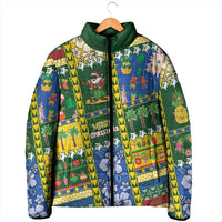 Solomon Islands Christmas Padded Jacket Festive Beach Vibes - Polynesian Pride