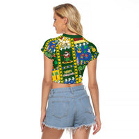 Solomon Islands Christmas Raglan Cropped T Shirt Festive Beach Vibes - Polynesian Pride