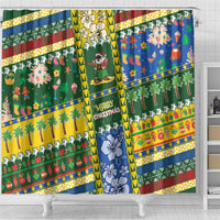 Solomon Islands Christmas Shower Curtain Festive Beach Vibes - Polynesian Pride