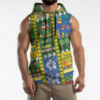 Solomon Islands Christmas Sleeveless Zip Hoodie Festive Beach Vibes - Polynesian Pride