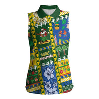 Solomon Islands Christmas Women Sleeveless Polo Shirt Festive Beach Vibes - Polynesian Pride