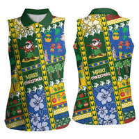 Solomon Islands Christmas Women Sleeveless Polo Shirt Festive Beach Vibes - Polynesian Pride