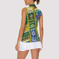 Solomon Islands Christmas Women Sleeveless Polo Shirt Festive Beach Vibes - Polynesian Pride