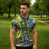 Solomon Islands Christmas Zipper Polo Shirt Festive Beach Vibes - Polynesian Pride