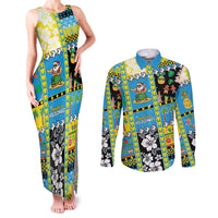 Tuvalu Christmas Couples Matching Tank Maxi Dress and Long Sleeve Button Shirt Festive Beach Vibes - Polynesian Pride