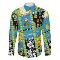 Tuvalu Christmas Family Matching Long Sleeve Bodycon Dress and Hawaiian Shirt Festive Beach Vibes LT05 Dad's Shirt - Long Sleeve Blue - Polynesian Pride