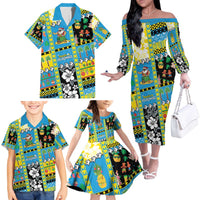 Tuvalu Christmas Family Matching Off The Shoulder Long Sleeve Dress and Hawaiian Shirt Festive Beach Vibes LT05 - Polynesian Pride