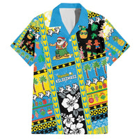Tuvalu Christmas Family Matching Off The Shoulder Long Sleeve Dress and Hawaiian Shirt Festive Beach Vibes LT05 Dad's Shirt - Short Sleeve Blue - Polynesian Pride