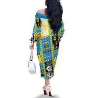 Tuvalu Christmas Family Matching Off The Shoulder Long Sleeve Dress and Hawaiian Shirt Festive Beach Vibes - Polynesian Pride