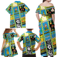 Tuvalu Christmas Family Matching Off Shoulder Maxi Dress and Hawaiian Shirt Festive Beach Vibes - Polynesian Pride