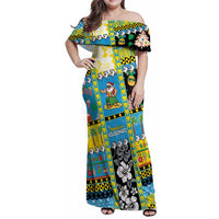 Tuvalu Christmas Family Matching Off Shoulder Maxi Dress and Hawaiian Shirt Festive Beach Vibes - Polynesian Pride