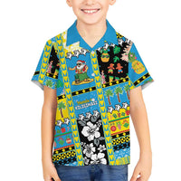 Tuvalu Christmas Family Matching Off Shoulder Maxi Dress and Hawaiian Shirt Festive Beach Vibes - Polynesian Pride