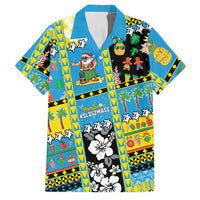Tuvalu Christmas Family Matching Off Shoulder Short Dress and Hawaiian Shirt Festive Beach Vibes LT05 Dad's Shirt - Short Sleeve Blue - Polynesian Pride