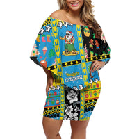 Tuvalu Christmas Family Matching Off Shoulder Short Dress and Hawaiian Shirt Festive Beach Vibes - Polynesian Pride