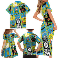 Tuvalu Christmas Family Matching Short Sleeve Bodycon Dress and Hawaiian Shirt Festive Beach Vibes LT05 - Polynesian Pride