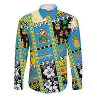 Tuvalu Christmas Family Matching Short Sleeve Bodycon Dress and Hawaiian Shirt Festive Beach Vibes LT05 Dad's Shirt - Long Sleeve Blue - Polynesian Pride