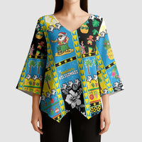 Tuvalu Christmas Kimono Sleeve Blouse Festive Beach Vibes - Polynesian Pride