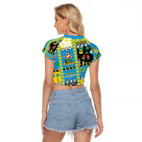 Tuvalu Christmas Raglan Cropped T Shirt Festive Beach Vibes - Polynesian Pride